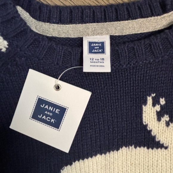 NWT Janie & Jack moose sweater (12–18M) - Picture 6 of 7
